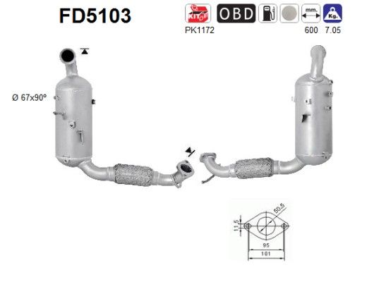 AS FD5103 Soot/Particulate Filter, exhaust system