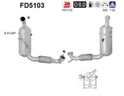 Soot/Particulate Filter, exhaust system AS FD5103