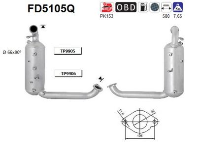 Soot/Particulate Filter, exhaust system AS FD5105Q