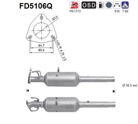 AS FD5106Q Soot/Particulate Filter, exhaust system