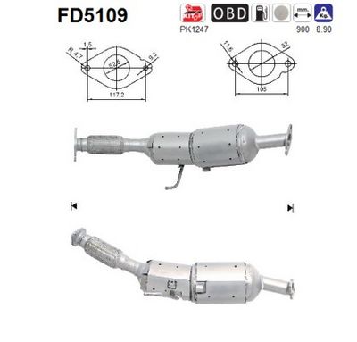 Soot/Particulate Filter, exhaust system AS FD5109