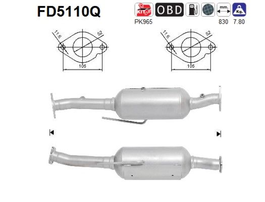 AS FD5110Q Soot/Particulate Filter, exhaust system