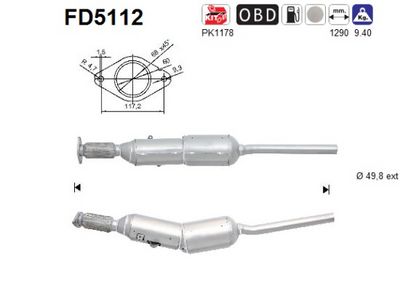 Soot/Particulate Filter, exhaust system AS FD5112