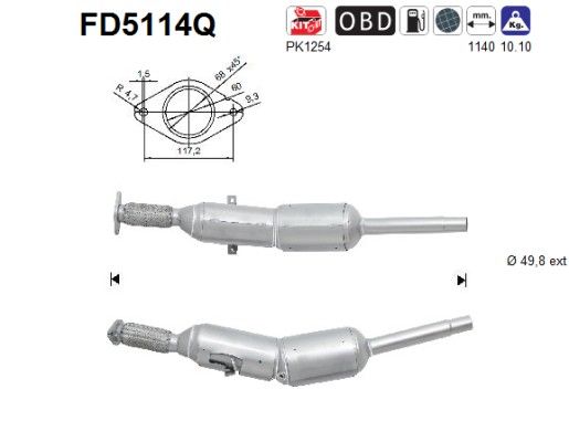 AS FD5114Q Soot/Particulate Filter, exhaust system