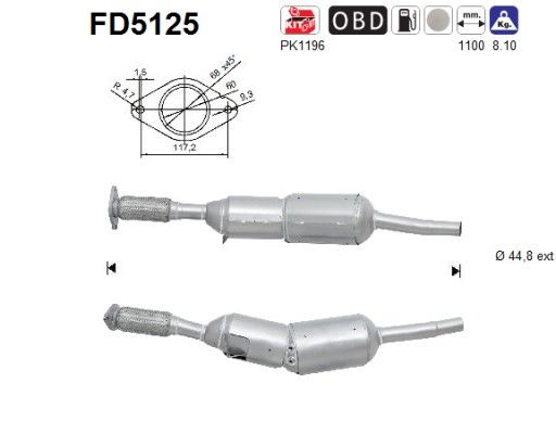 AS FD5125 Soot/Particulate Filter, exhaust system