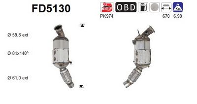 Soot/Particulate Filter, exhaust system AS FD5130
