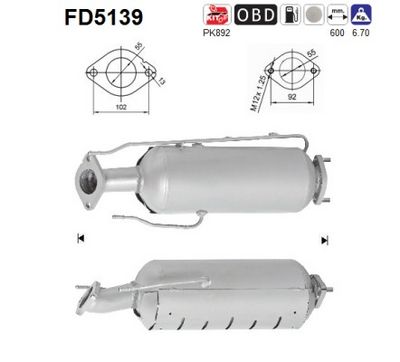 Soot/Particulate Filter, exhaust system AS FD5139