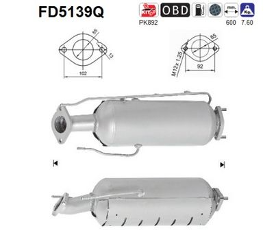 Soot/Particulate Filter, exhaust system AS FD5139Q