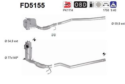 Soot/Particulate Filter, exhaust system AS FD5155