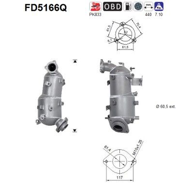 Soot/Particulate Filter, exhaust system AS FD5166Q