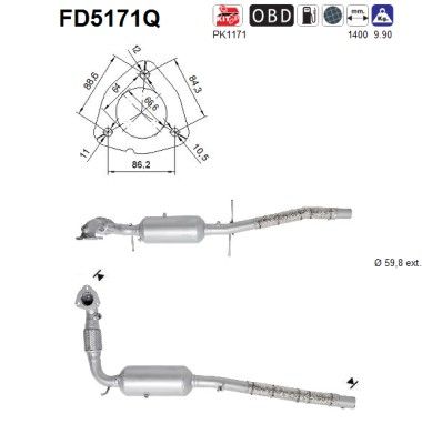 AS FD5171Q Soot/Particulate Filter, exhaust system