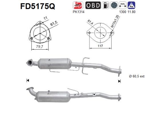 AS FD5175Q Soot/Particulate Filter, exhaust system