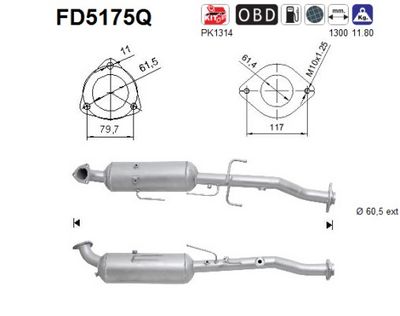 Soot/Particulate Filter, exhaust system AS FD5175Q