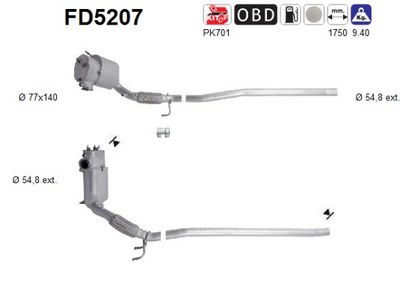 Soot/Particulate Filter, exhaust system AS FD5207
