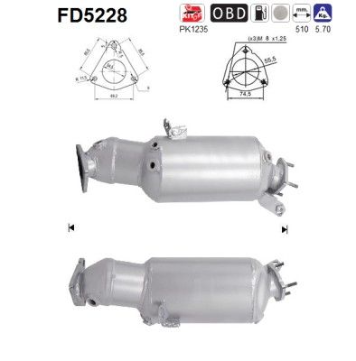 Soot/Particulate Filter, exhaust system AS FD5228