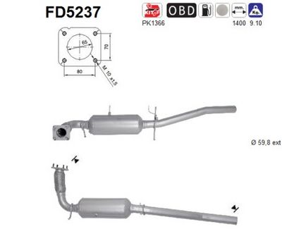 Soot/Particulate Filter, exhaust system AS FD5237