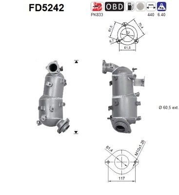 AS FD5242 Soot/Particulate Filter, exhaust system