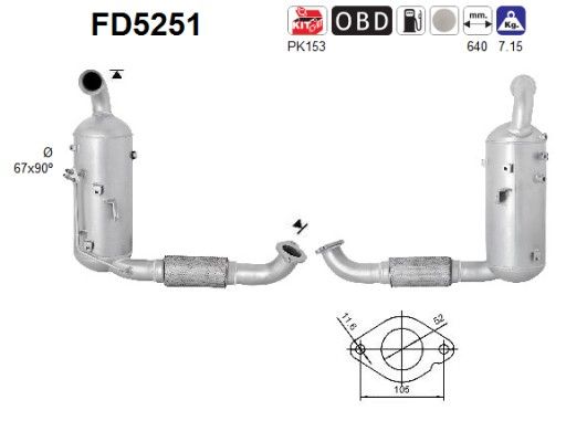 AS FD5251 Soot/Particulate Filter, exhaust system