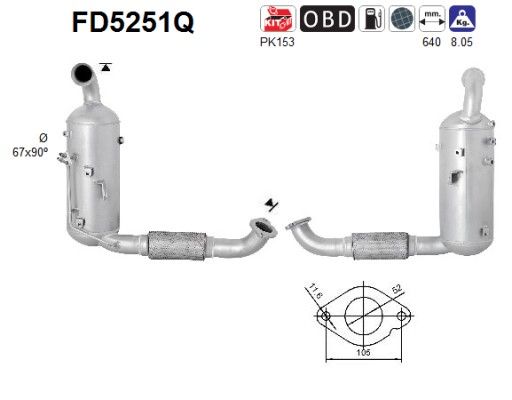 AS FD5251Q Soot/Particulate Filter, exhaust system