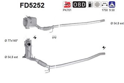 Soot/Particulate Filter, exhaust system AS FD5252