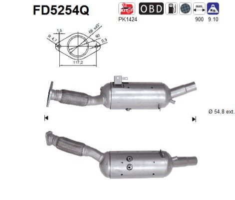 AS FD5254Q Soot/Particulate Filter, exhaust system