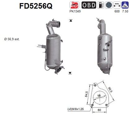 AS FD5256Q Soot/Particulate Filter, exhaust system