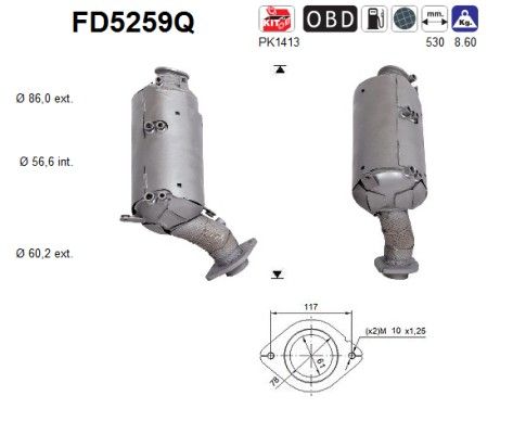 AS FD5259Q Soot/Particulate Filter, exhaust system