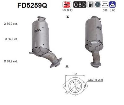 Soot/Particulate Filter, exhaust system AS FD5259Q