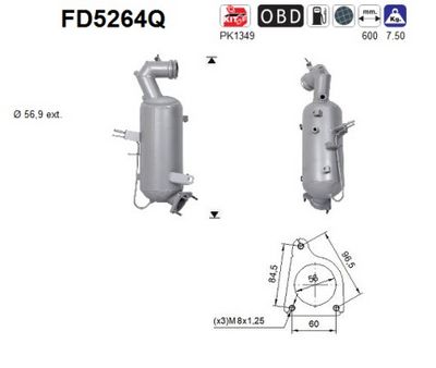 Soot/Particulate Filter, exhaust system AS FD5264Q