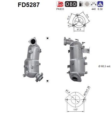 Soot/Particulate Filter, exhaust system AS FD5287