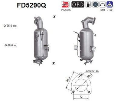 Soot/Particulate Filter, exhaust system AS FD5290Q