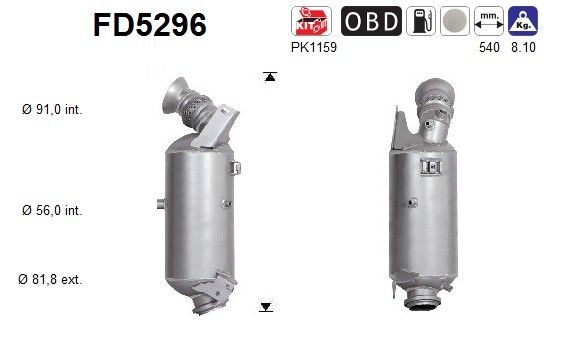 AS FD5296 Soot/Particulate Filter, exhaust system