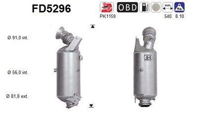 Soot/Particulate Filter, exhaust system AS FD5296