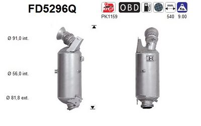 Soot/Particulate Filter, exhaust system AS FD5296Q
