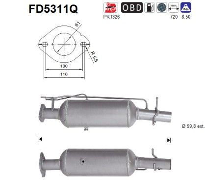 AS FD5311Q Soot/Particulate Filter, exhaust system