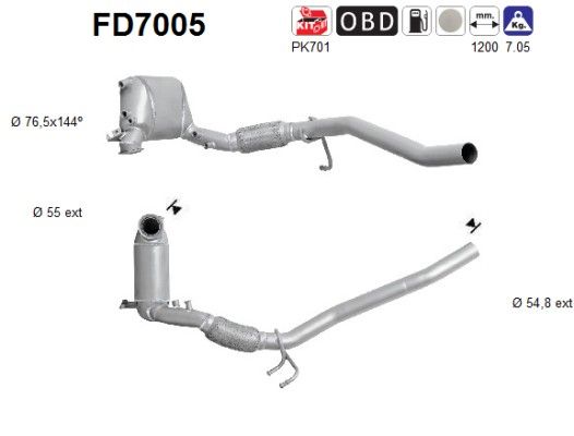 AS FD7005 Soot/Particulate Filter, exhaust system