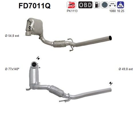 AS FD7011Q Soot/Particulate Filter, exhaust system