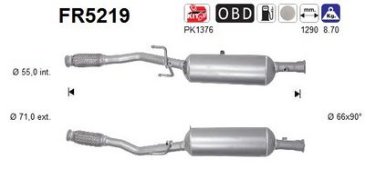 Soot/Particulate Filter, exhaust system AS FR5219
