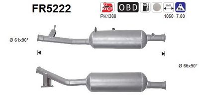 Soot/Particulate Filter, exhaust system AS FR5222