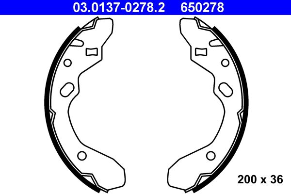 ATE 03.0137-0278.2 Brake Shoe Set