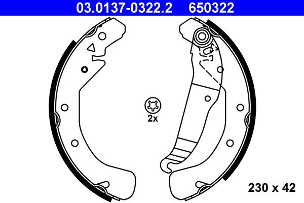 ATE 03.0137-0322.2 Brake Shoe Set