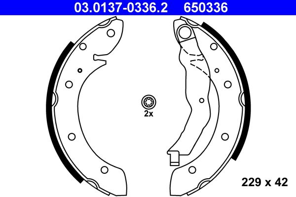 ATE 03.0137-0336.2 Brake Shoe Set