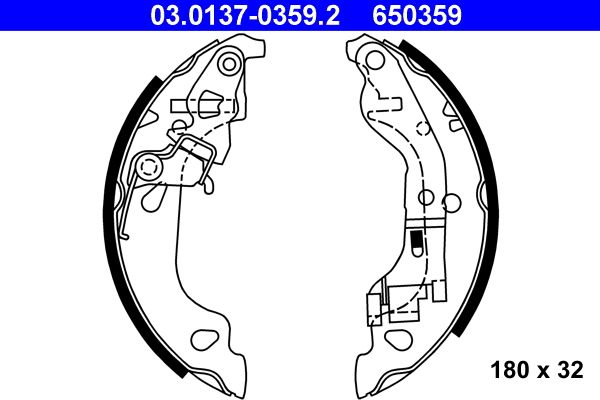 ATE 03.0137-0359.2 Brake Shoe Set