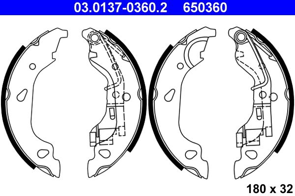 ATE 03.0137-0360.2 Brake Shoe Set