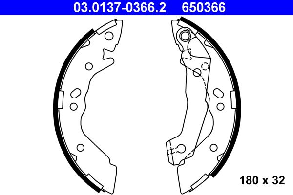 ATE 03.0137-0366.2 Brake Shoe Set