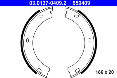 Brake Shoe Set, parking brake ATE 03.0137-0409.2
