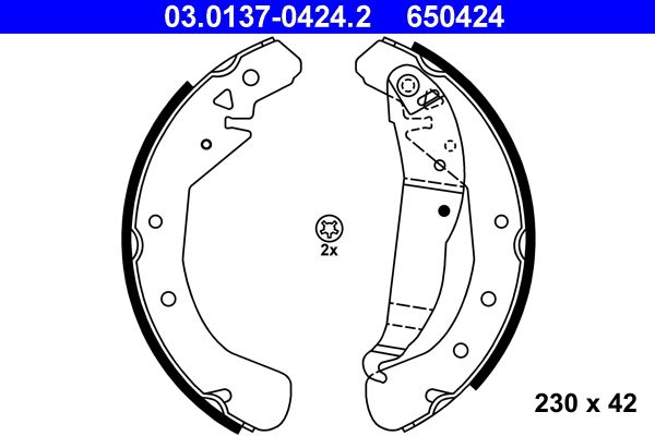 ATE 03.0137-0424.2 Brake Shoe Set