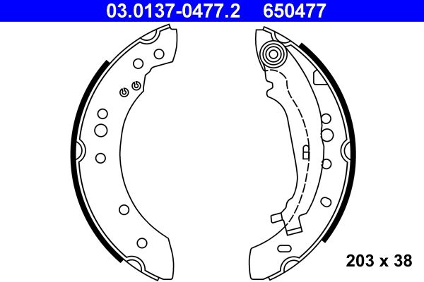 ATE 03.0137-0477.2 Brake Shoe Set