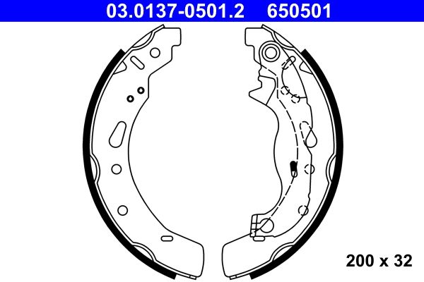 ATE 03.0137-0501.2 Brake Shoe Set