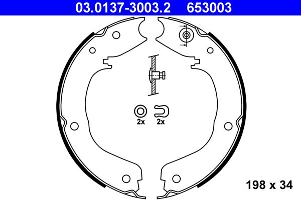 ATE 03.0137-3003.2 Brake Shoe Set, parking brake